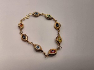 Authentic Chromatic Ward Poly-Hued Evil Eye Talisman - Sacred Guardian Gold Plated Chain
