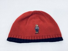 Polo Ralph Lauren Youth Beanie Red Knit Bear Logo Winter Hat