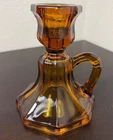 VTG Anchor Hocking Candle Holder Amber M982 Glass Octagonal Base BEAUTIFUL!