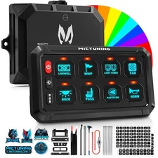 Upgrade P1S-8X 8 Gang RGB Switch Panel Kit, LED Light Bar Relay System Marine US
