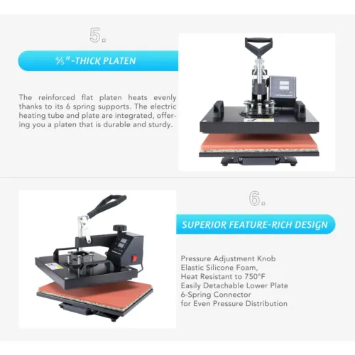 crenex upgrade heat press machine printer 12x15in. 30x38cm transfer t-shirt image 9