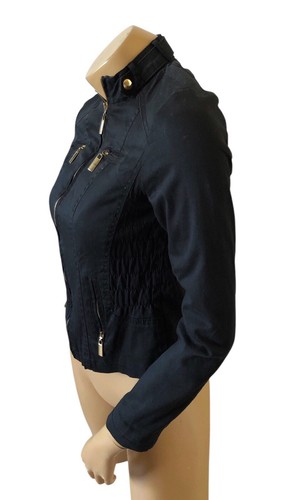 CHARLOTTE RUSSE Womens Size Small Black Zip Front Long Sleeve Cropped Jacket - Picture 2 of 10