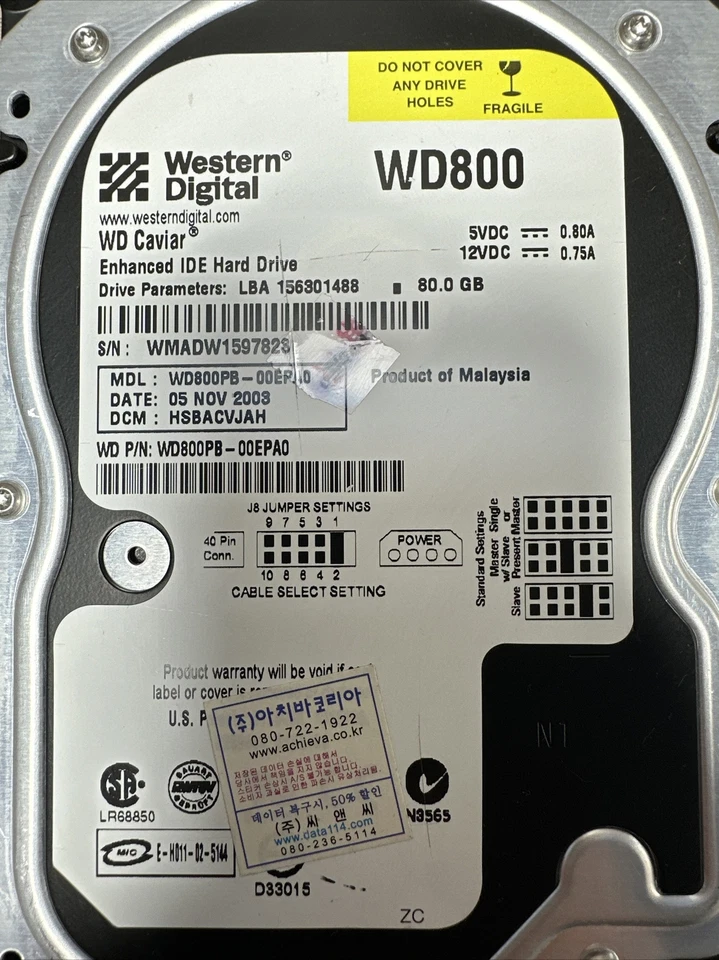 Western Digital Caviar WD800PB-00EPA0 80GB IDE Hard Disk Drive - Image 3 of 4