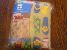 Essential Home MULTI~COLOR FLIP FLOP Umbrella PE Tablecloth 52x90" Flannel~~NIB