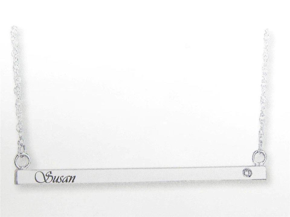 Collar de diamantes personalizado con diseño de barra con nombre de oro amarillo o blanco de 14 k pedido especial