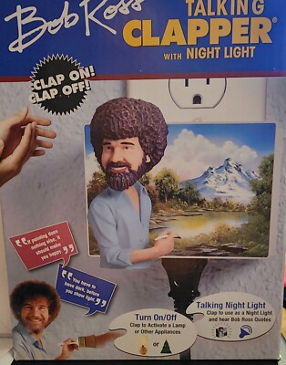 Bob Ross Talking Clapper Sound Activated Switch, B.R. Quotes Plus Night Light!