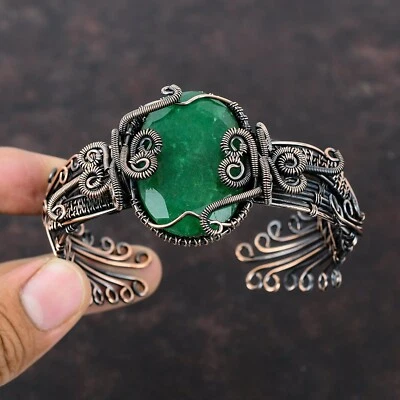 Gift For Briedsmaid Copper Bangle Wire Wrapped Bangle Adjustable Cuff Bracelet - Image 1 of 4