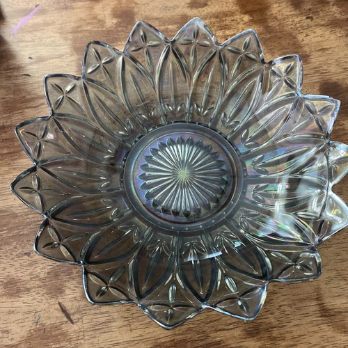 Vintage Federal Glass Petal Iridescent Smoke 10-1/8" Large Dessert Bowl