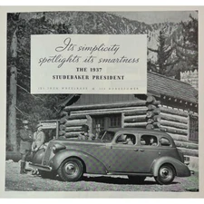STUDEBAKER President - Original Vintage 1937 Full-Page B&W Print Advertisement