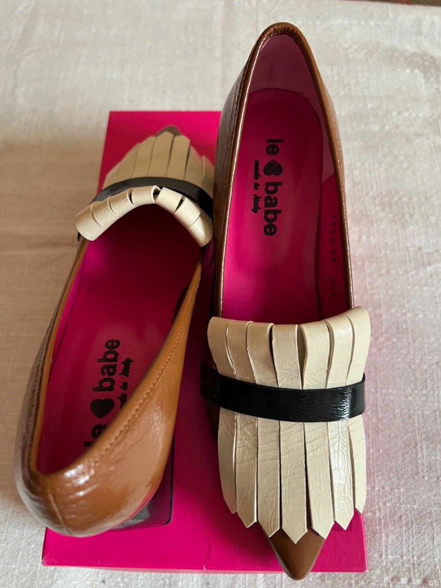 NEW women shoes made in Italy Le Babe size 38 brown sand black shoe | eBay