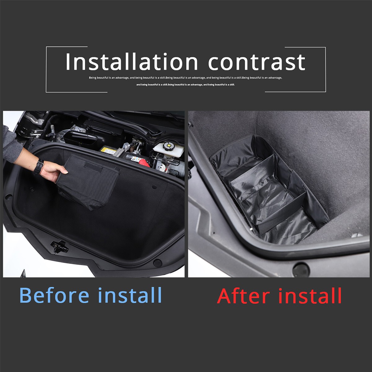Front Trunk Organizer Storage Box Black Fit For Corvette C8 2020