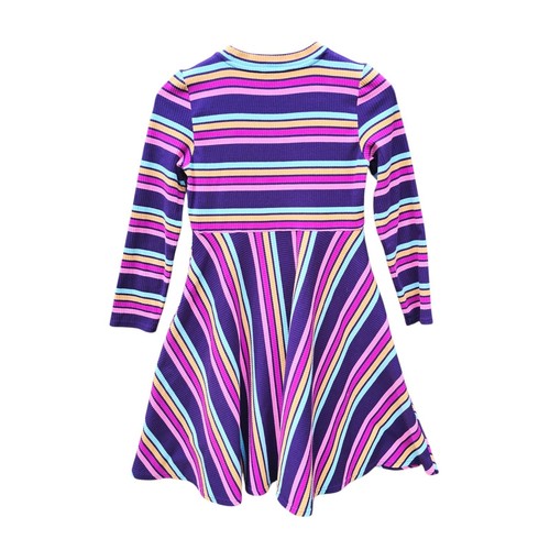 Finding Foxtale Girls Twist & Shout Striped Ribbed Long Sleeve Dress Size 12 - Picture 2 of 7