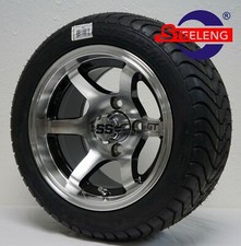 Golf Cart 12 Machined Gt Wheels Rims And 21540-12 Low Profile Tires 4