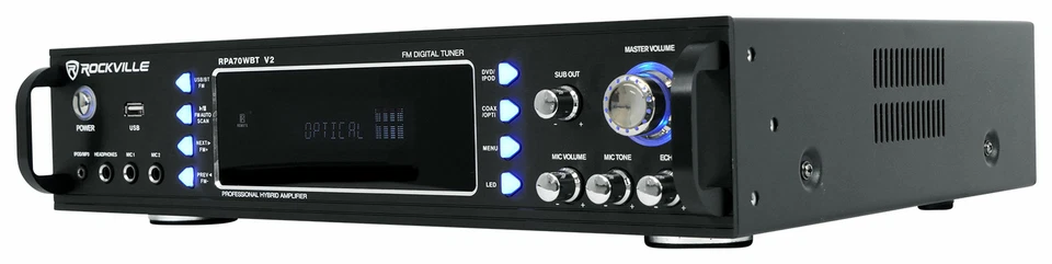 Rockville RPA70WBT 1000w 2 Channel Rack DJ Amplifier/Mixer/w/ Bluetooth/USB+Mics - Image 4 of 4