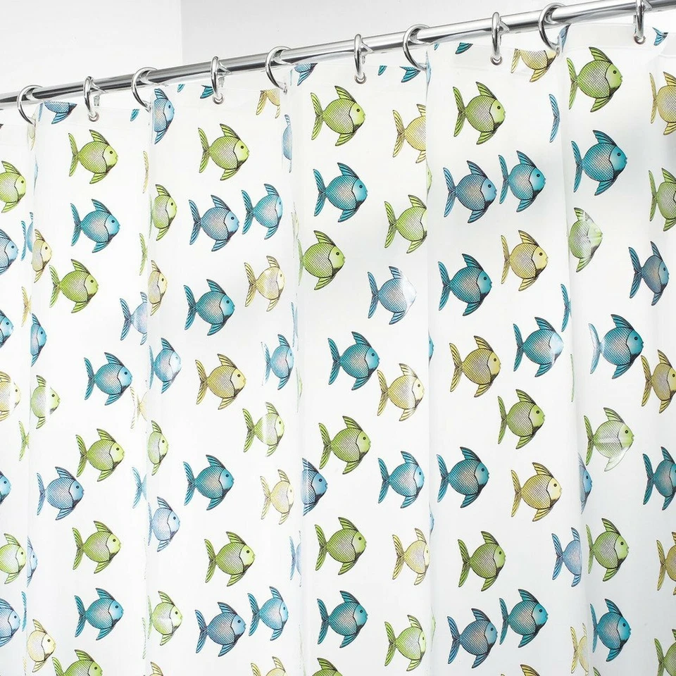 Cortina de Ducha InterDesign Novedad EVA, 72 x 72 Pulgadas, Pescado, Azul/Verde Foto 2 de 4