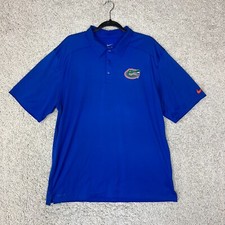 University of Florida Gators Polo Shirt Mens XL Blue Nike Preppy Logo Game Day