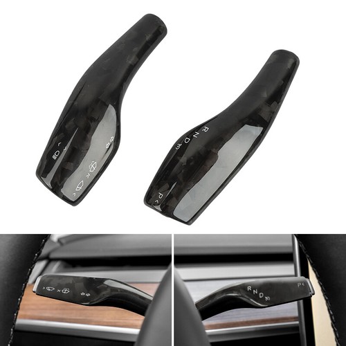 Forged Carbon Fiber Steering Wheel Paddle Shift Trim Cover For Tesla Model 3 / Y - Picture 2 of 11