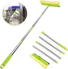 Window Squeegee for Window Cleaning, 58'' Squeegee Window Cleaner Tool 2 in 1 Ca