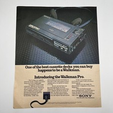 Sony Walkman Pro 1982 Vintage Print Ad cassette player nostalgia AD ONLY