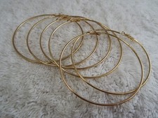 3 pr Large Goldtone Hoop Pierced Earrings A25 