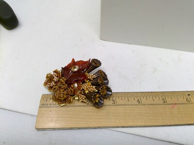 Vintage Signed Ian St. Gielar Colorful Floral Brooch Pin | eBay
