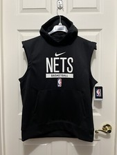 Nike Brooklyn Nets NBA Team Issue Pregame Warmup Sleeveless Hoodie Men's Size M