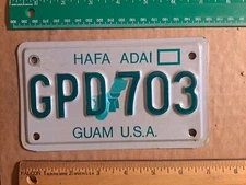 License Plate,  Guam, Motorcycle, GPD (Guam Pol. Dept.) 703