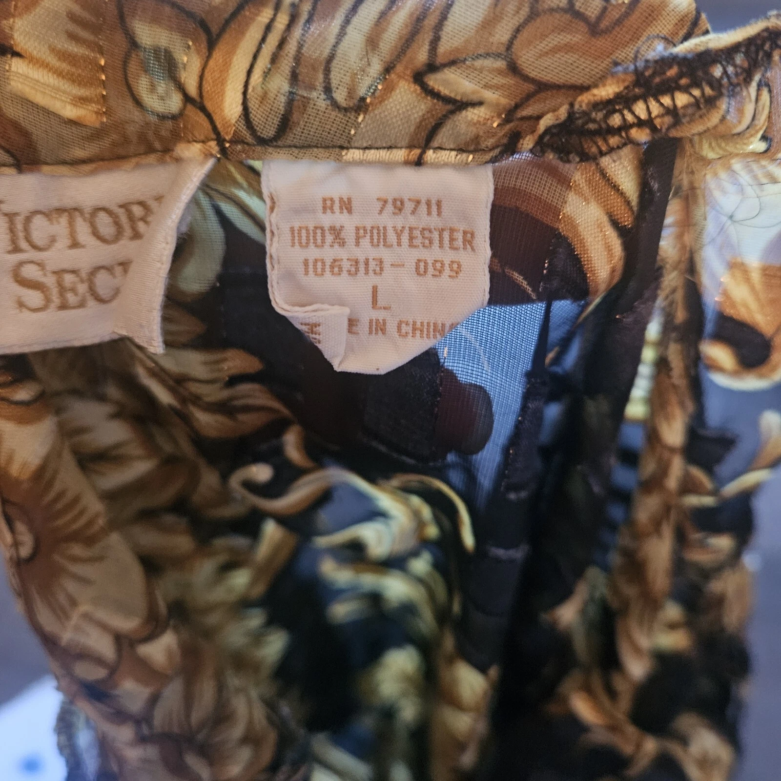 VALENTINO Abito slip vintage Victoria's Secret donna grande oro nero trasparente etichetta bianca anni '90