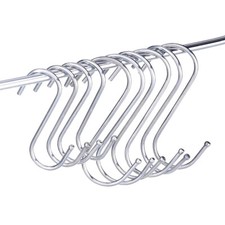 NEW 10 x Stainless Steel S Hooks Heavy Duty S Hanger Hanging Clothes Kitchen