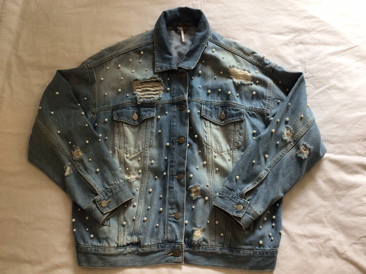 FREE PEOPLE Sunday Funday Denim Jacket Size XS