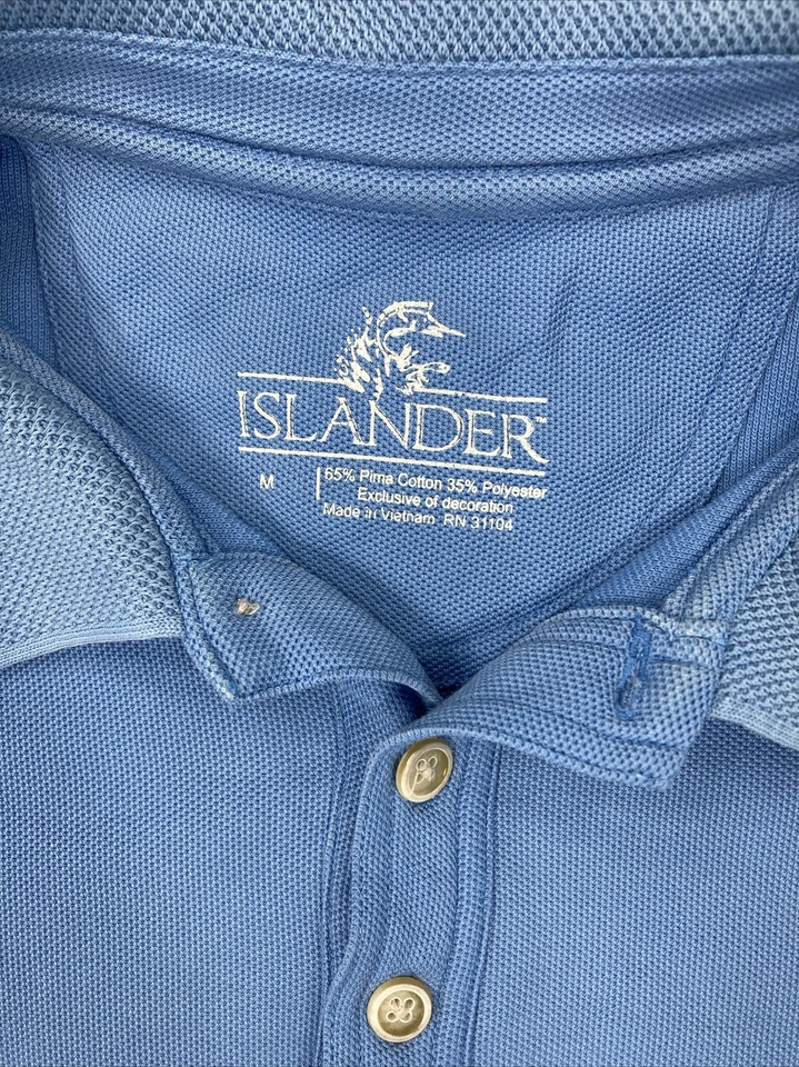 Islander Hombre Manga Corta Polo Hombre M Azul 65% Algodón Prima Foto 3 de 4