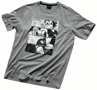 PAUL SMITH 100 % BIO-BAUMWOLLE CHEEKY MONKEY PRINT T-SHIRT/TOP NEU MIT ETIKETT SELTEN GR. L