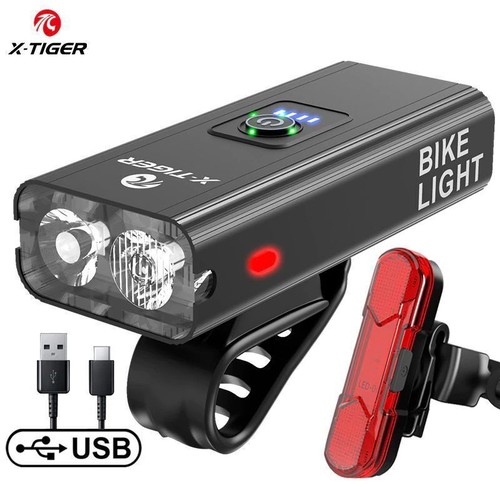 Luz de bicicleta impermeable USB de carga LED de ciclismo luces delanteras faro - Imagen 1 de 34