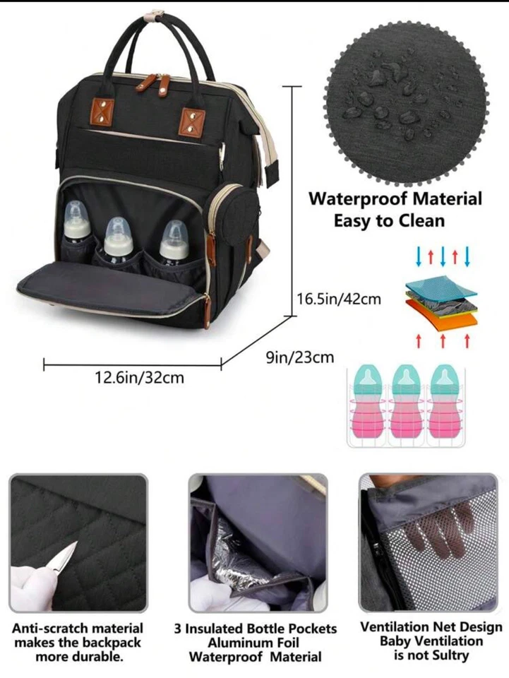 Multifunction Baby Diaper Bag Backpack With Changing Station - Image 4 of 4