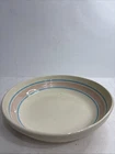 McCoy USA Pottery Bowl 12" Pink Blue Stripe  Pasta Salad fruit Serving Bowl