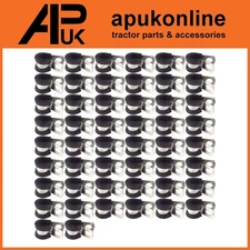 50x P-Type Clip 8mm Rubber Lined Clamp Set Pipe Tube Cable Workshop Fastener