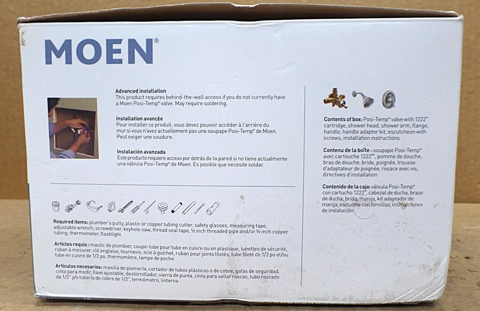 KIT DE MOLDURA DE DUCHA MOEN 82912SRN BANBURY 1 MANIJA, VÁLVULA INCLUIDA NÍQUEL CEPILLADO  Foto 3 de 3