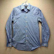 Express 1MX Dress Shirt Mens Small Blue Floral Extra Slim Fit Business Career