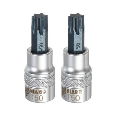 2Pcs Torx Bit Socket T50 3/8'' Drive 1.97'' Length S2 Steel Bit CR-V Socket