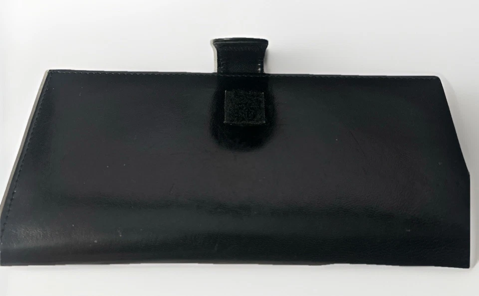 Vintage Genuine Leather Checkbook Wallet Organizer Black Hook & Loop Tab - Image 3 of 4