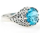 3CT Heat Treated Blue Topaz 925 Solid Sterling Silver Vintage Style Ring Sz 8  — photo 2