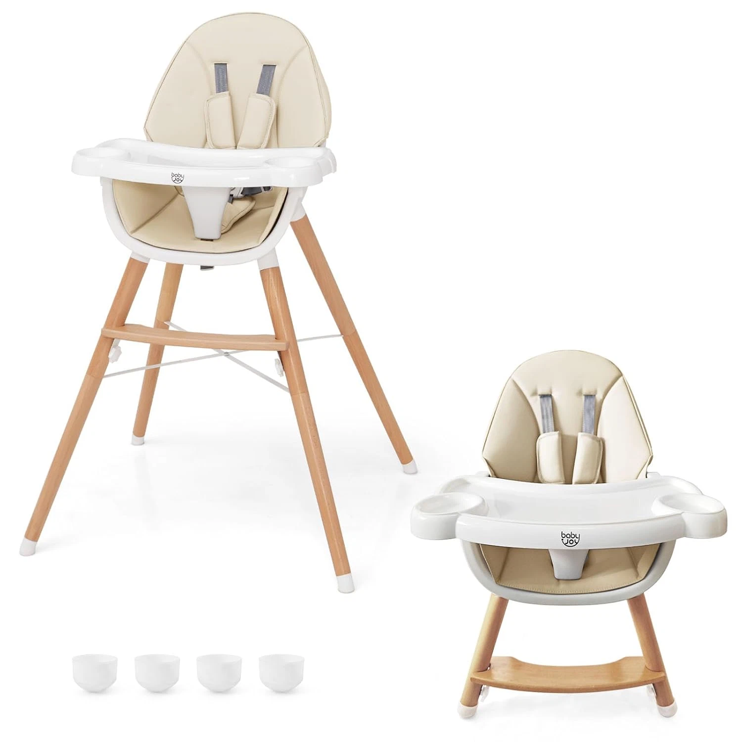 Baby High Chair, Wooden High Chair for Babies & Toddlers with Dishwasher Safe Do