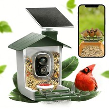 Solar powered 5MP Smart Bird Feeder With Camera | Bird House garden cam