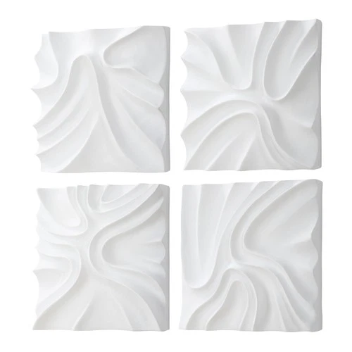 Uttermost 04368 Snowdrift 15" x 15" Sculptural Wall Panels - Set - White - Picture 3 of 6