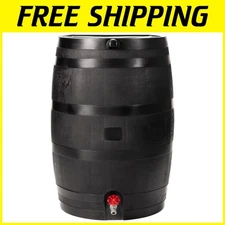 Eco-Friendly 50-Gallon Rain Barrel with Convenient Spigot - Black Polyethylene