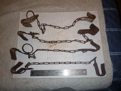 4 Pairs of Vintage Metal Cow Kickers Hobbles Shackles BArn Farm