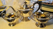 Quality Tea Service 3 piece Philip Ashberry 1920's silver plate art deco h4 b82