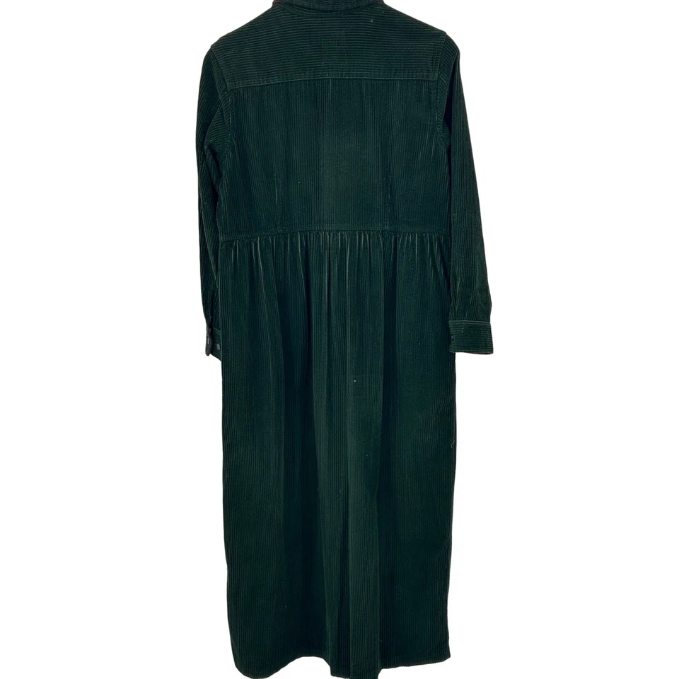 Maxi Vestido Vintage Eddie Bauer Verde Pana Pequeño M Ancho Ballena Años 90 Cottagecore Foto 4 de 4