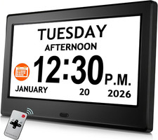 7'' Digital Clock, Dementia Clock for Seniors with Date Time, Large Display