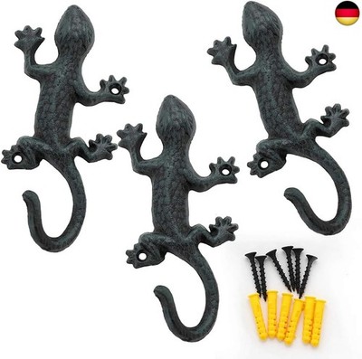 Chas Bete Gecko Kleiderhaken Wand Garderobenhaken, 17cm Vintage Metall